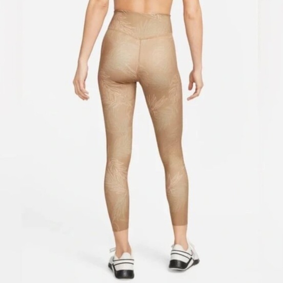 NWT Nike | Women’s Light Brown Tropical Leaf Pattern One Luxe Leggings, size M - Picture 3 of 15